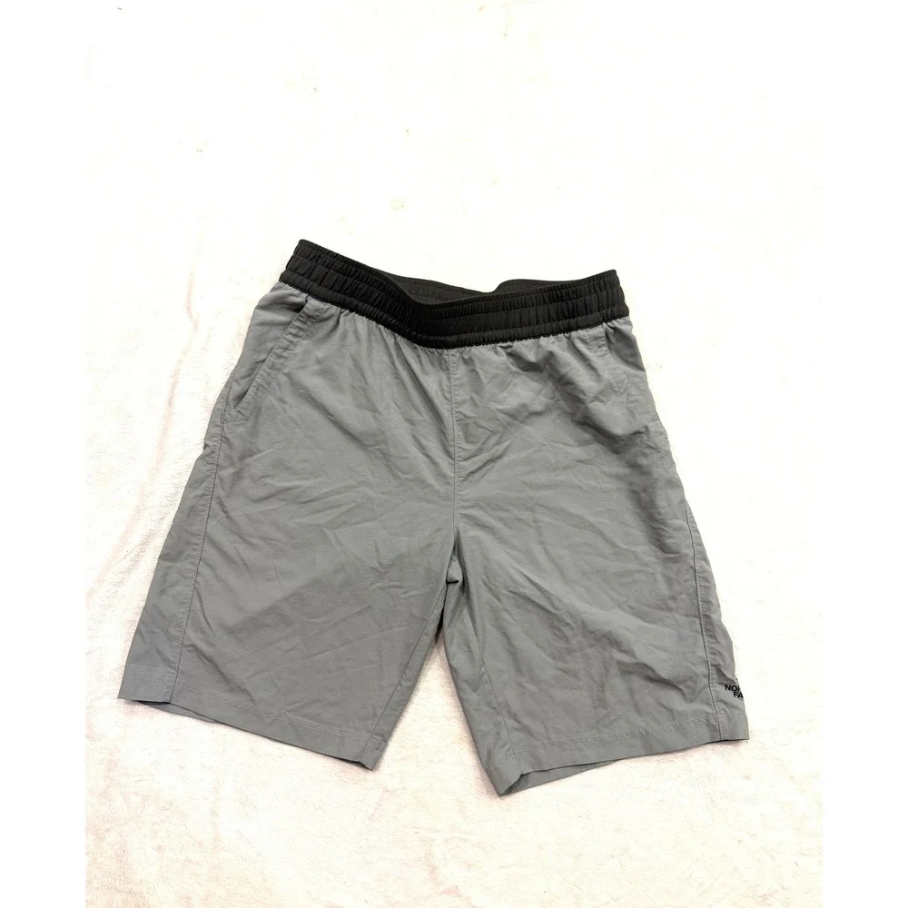 The North Face Mens Class V Water Shorts Grey Black Elastic Waist Size Medium